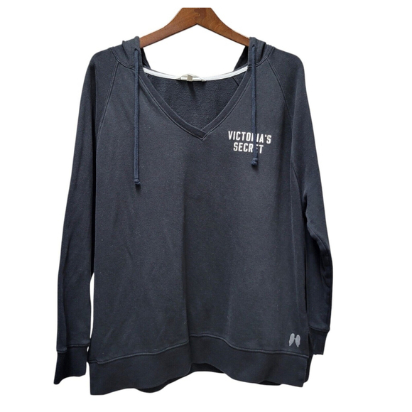Victoria Secret Black Silver Angel Wings Pullover Hoodie Sweatshirt Medium - Picture 1 of 8